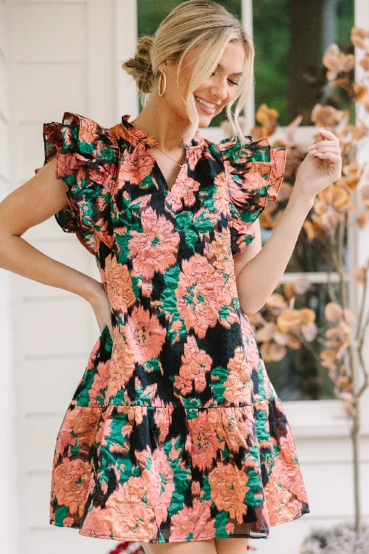 Today's Special You're The One Black Foral Ruffled Dress
