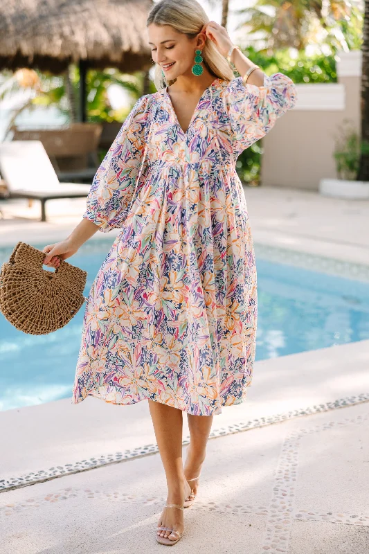 Loyalty Reward Life's A Dance Orange Floral Midi Dress