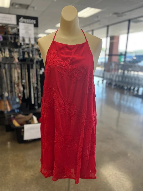 Bargain Bin Red Dress Casual Short Honey Punch, Size L