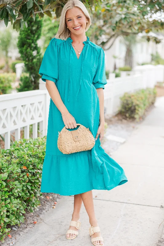 Stock Clearance First And Foremost Jade Green Midi Dress