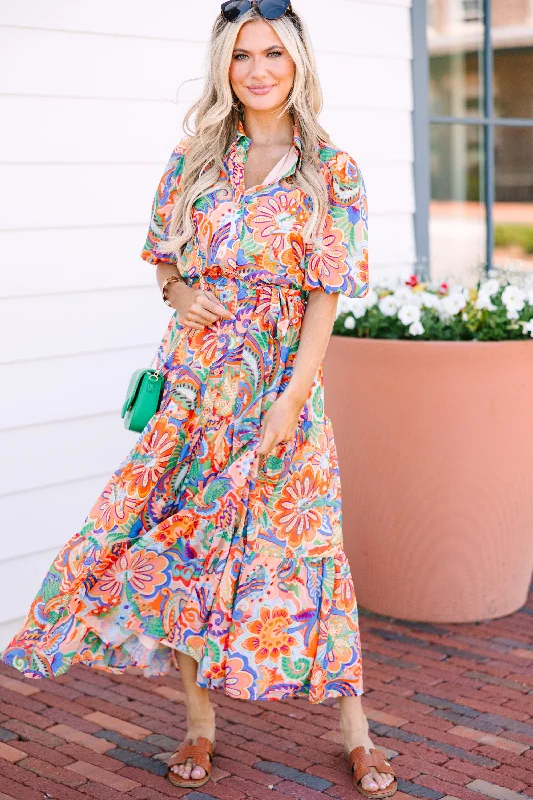 Bargain Blast Great New Beginnings Blue Abstract Maxi Dress