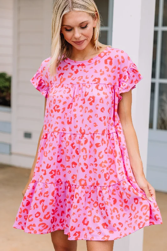 Crazy Deals Talk About It Pink Leopard Babydoll Dress