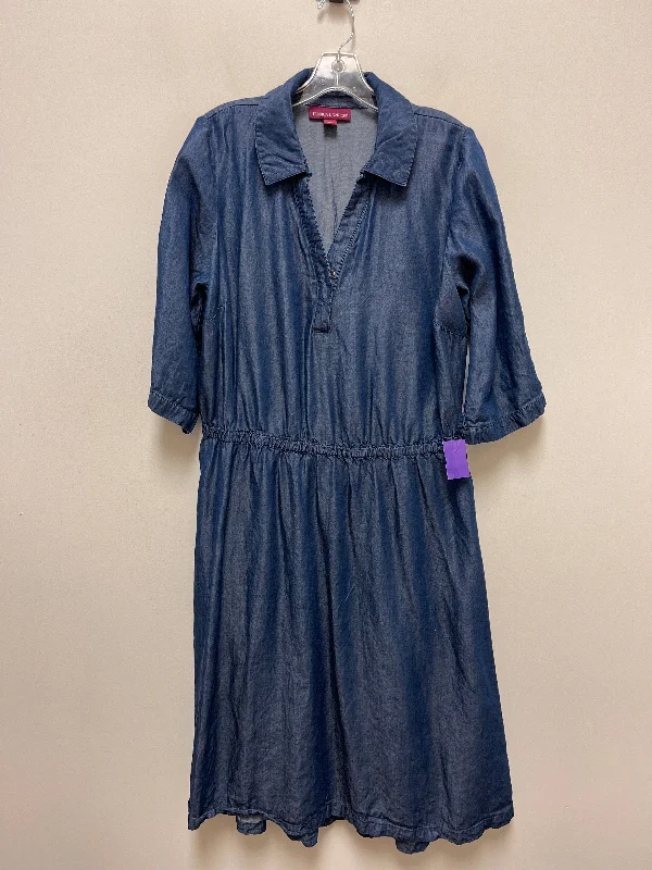 Take Advantage Blue Dress Casual Midi Jessica London, Size Xl