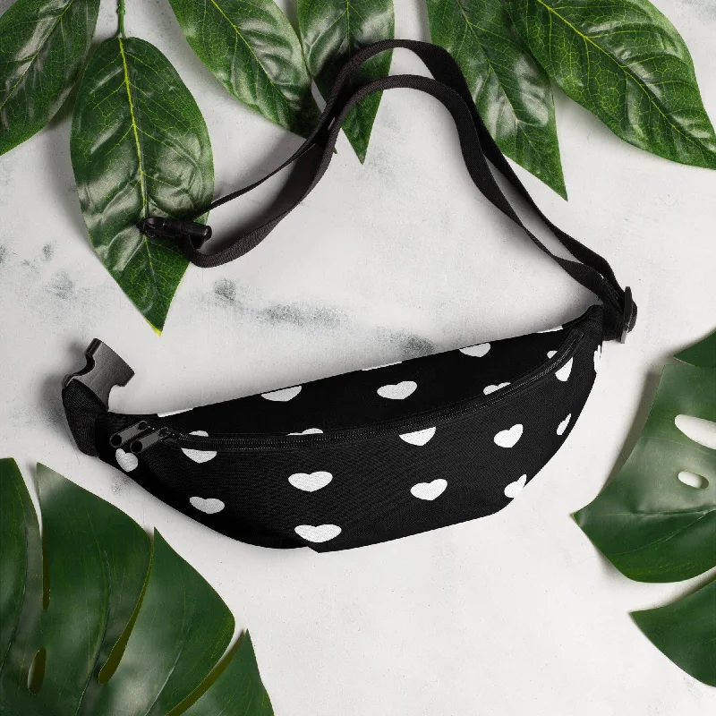 Discount Extravaganza Fanny Pack - HERTTAHOUND HEARTS bw