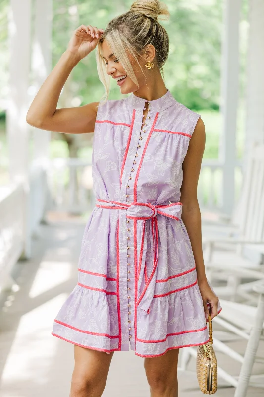 Bargain Prices J. Marie: Gather Round Lavender Purple Floral Dress