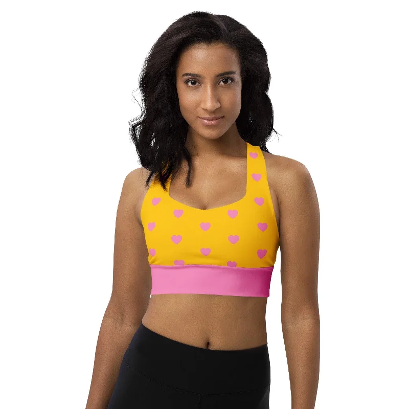 Daily Specials Sports Bra (recycled) - HEARTS pink yellow