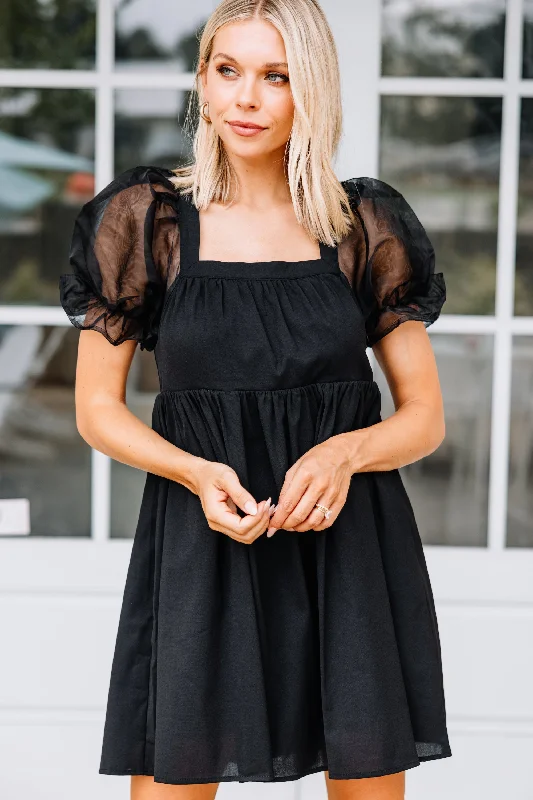 Super Savings A Step Above Black Bubble Sleeve Dress