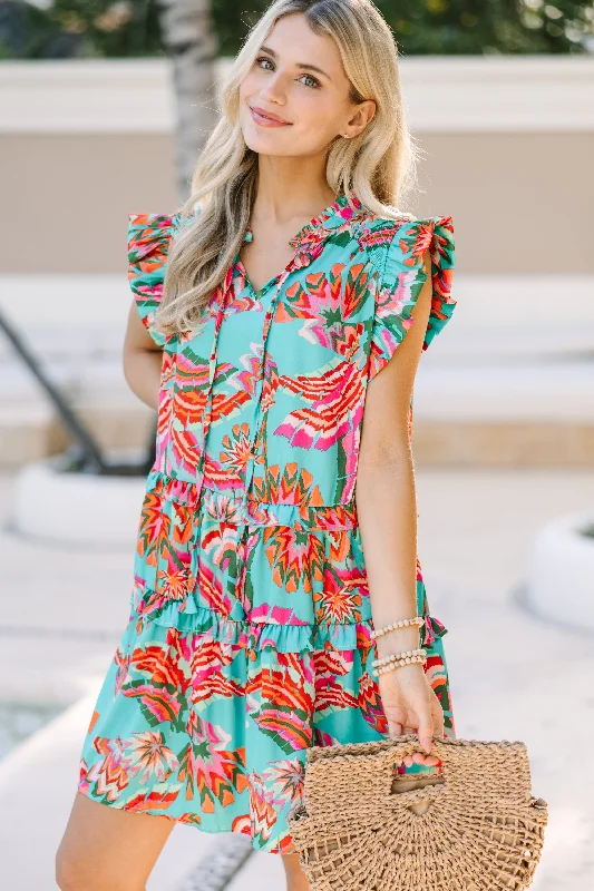 Price Drop Know You Well Mint Green Floral Babydoll Dress