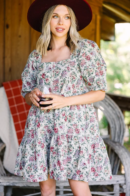 Blowout Deals Take Me Back White Floral Babydoll Dress