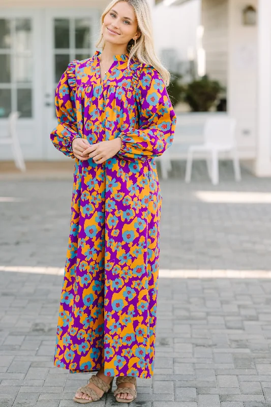 Crazy Savings Find You Well Purple Floral Maxi Dress