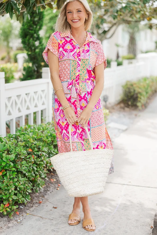 Price Drop Alert On Your Heart Pink Floral Midi Dress