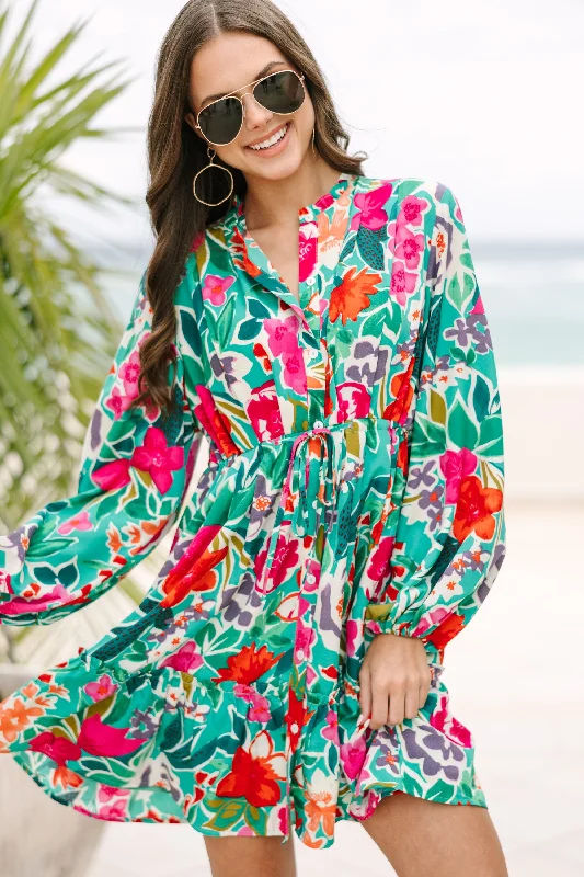 Unbeatable Prices Beautifully You Jade Green Floral Dress