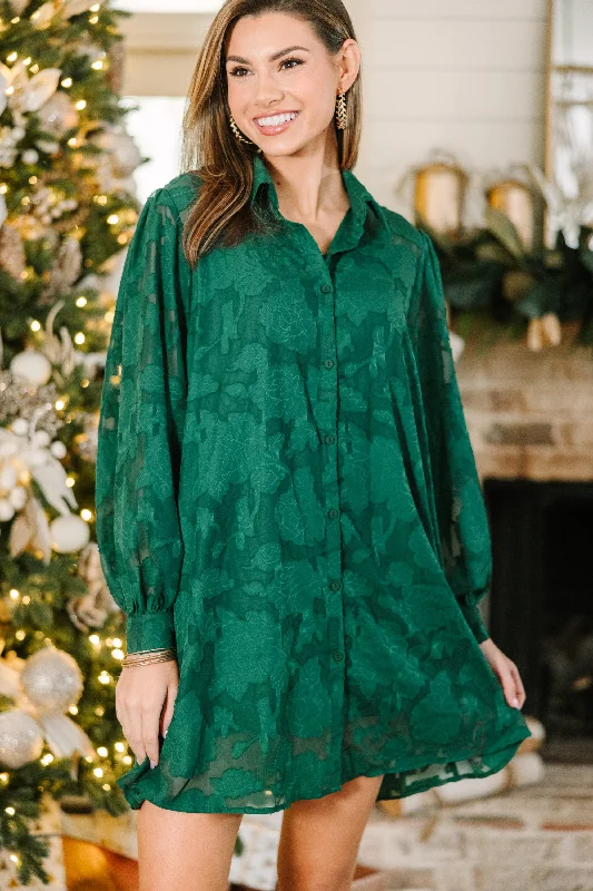 Savings Spectacular All In The Details Emerald Green Textured Dress