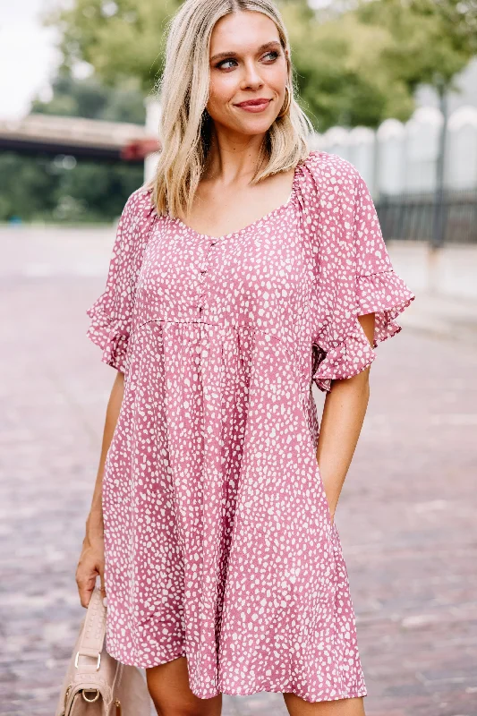 Customer Appreciation Sale You Have The Power Rose Pink Spotted Babydoll Dress