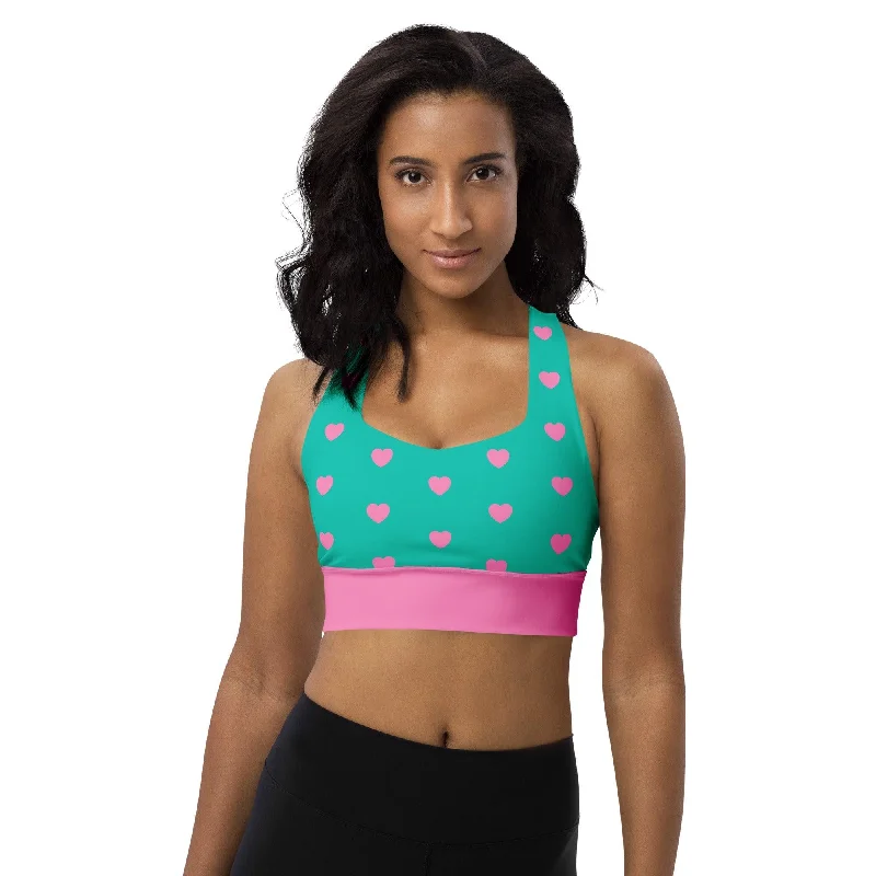 Huge Savings Sports Bra (recycled) - HEARTS pink mint
