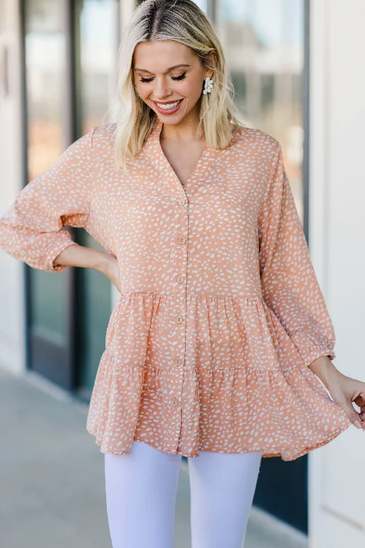 Overstock Near and Dear Salmon Pink Spotted Tunic