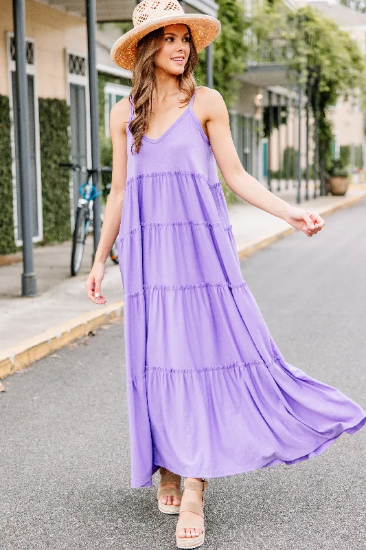 Mega Sale Let's Find Out Lavender Purple Tiered Maxi Dress