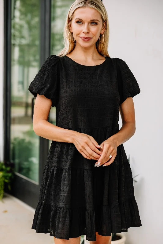 Seasonal Clearance It All Makes Sense Black Tiered Dress