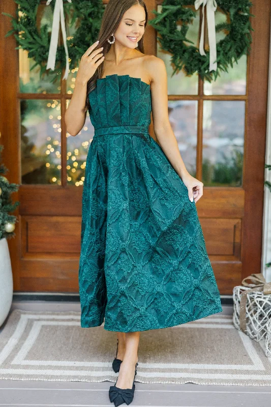 Flash Sale It Was All A Dream Hunter Green Strapless Dress