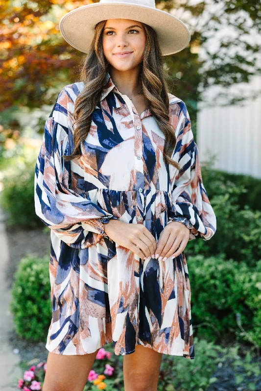 Amazing Deals Provided Joy Navy Blue Babydoll Dress