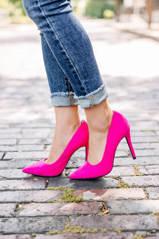 Special Price Show Stopper Fuchsia Pink Suede Heels