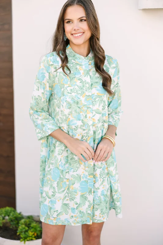 Price Drop Always The One Green Floral Shift Dress
