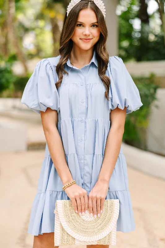 Limited Edition Make It So Chambray Blue Babydoll Dress