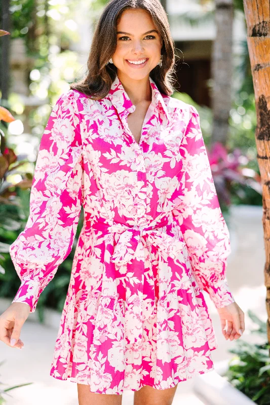 Extra Savings All Love Fuchsia Pink Floral Dress