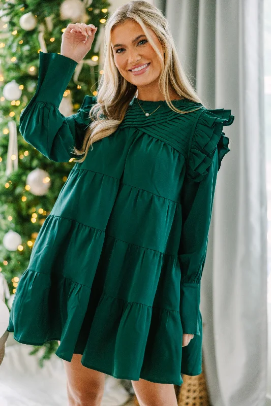 Price Blitz Save Your Applause Emerald Green Ruffled Dress