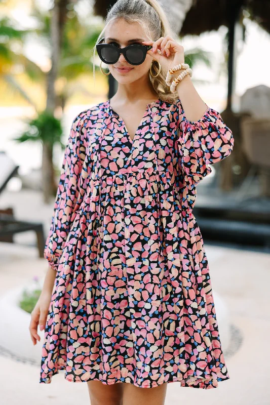 Unbeatable Prices Tell It All Black Floral Babydoll Dress