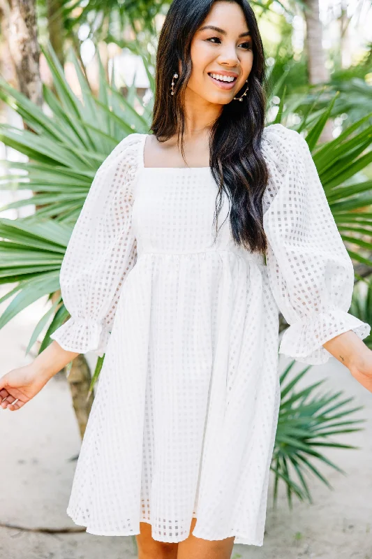 Super Savings Known Beauty White Textured Babydoll Dress