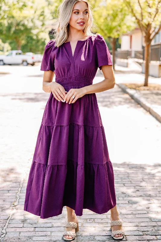 Early Bird Discount Leading Role Plum Purple Maxi Dress