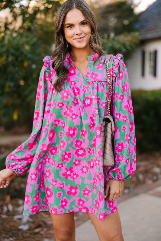 Quick Sale It's All For You Pink Floral Babydoll Dress