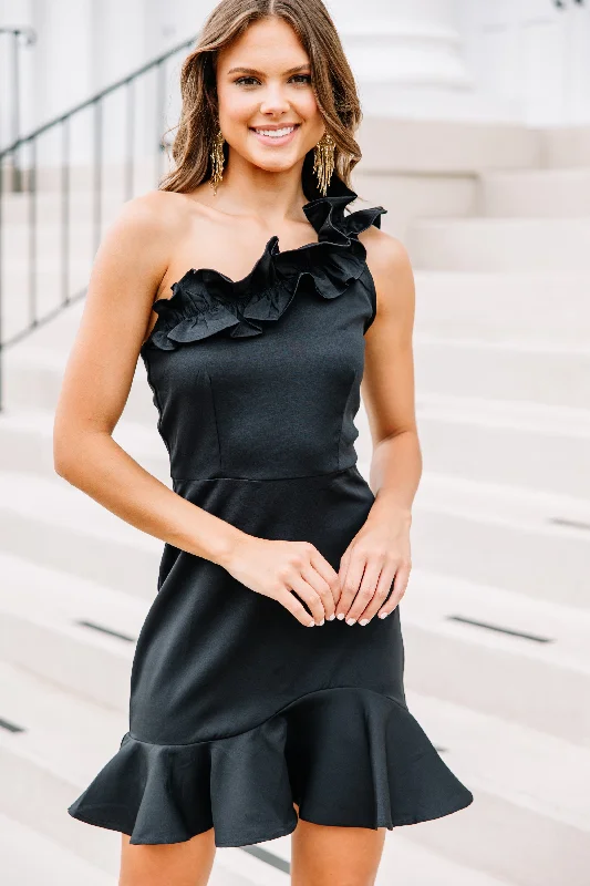 Super Bargain Lots To Love Black Ruffled One Shoulder Dress