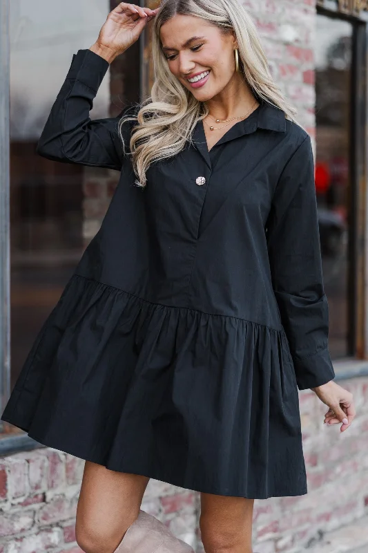 Price Drop Magic Moment Black Drop Waist Dress