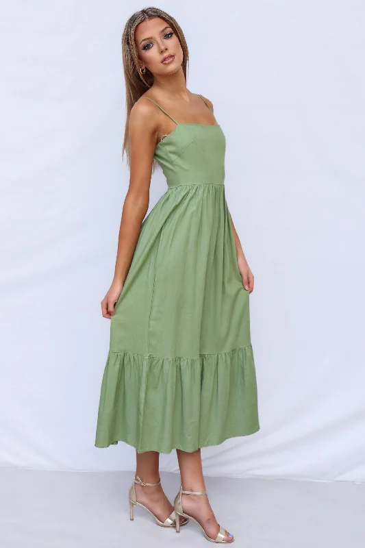 Final Clearance Astra Midi Dress - Olive