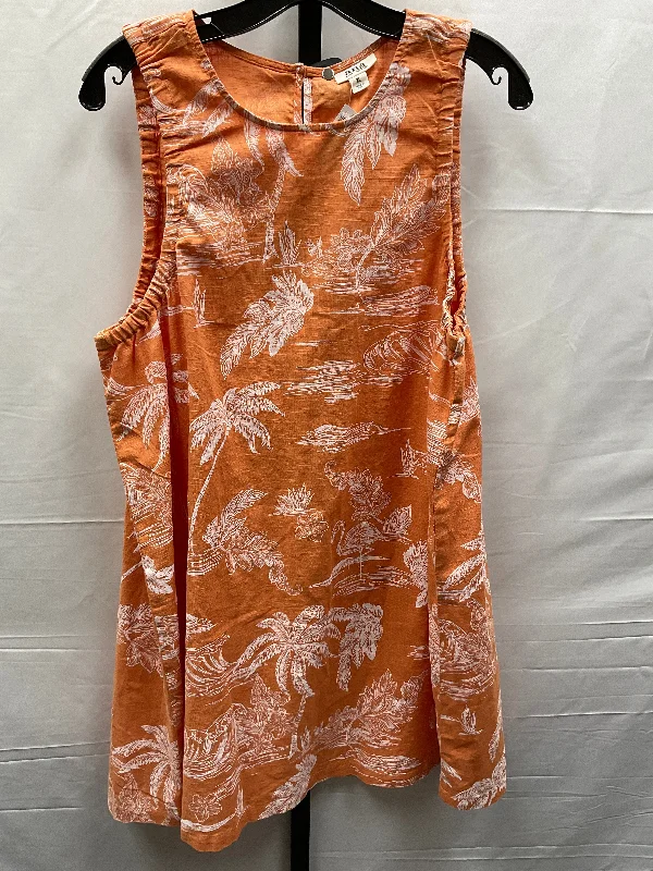 Deep Discounts Orange & White Dress Casual Short Ana, Size Xl