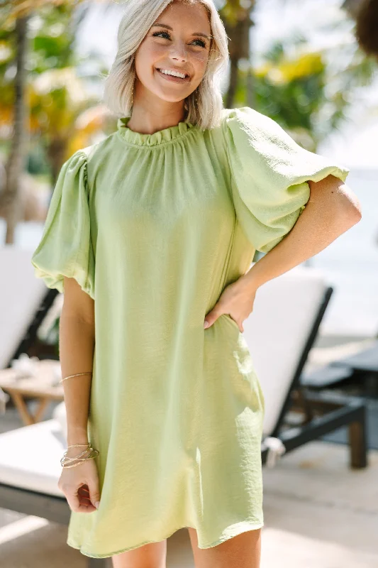Sneak Peek Sale In This Moment Lime Green Satin Dress
