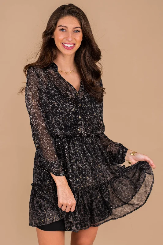Price Reduction Perfection Is Here Black Leopard Dress