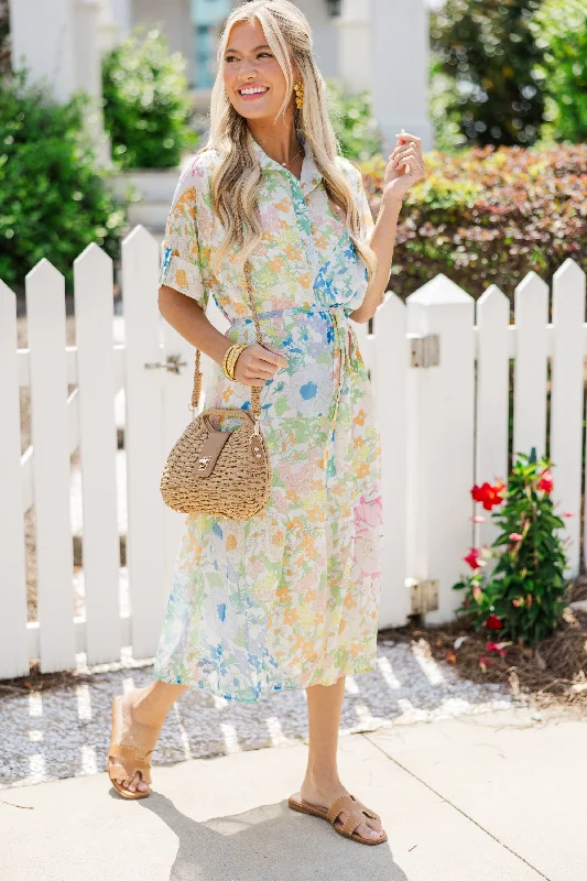 Deal Alert You Have My Attention White Floral Midi Dress