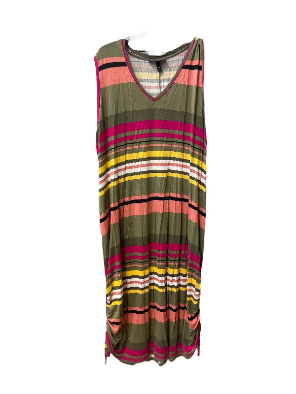 Price Rollback Striped Pattern Dress Casual Short Lane Bryant, Size 1x