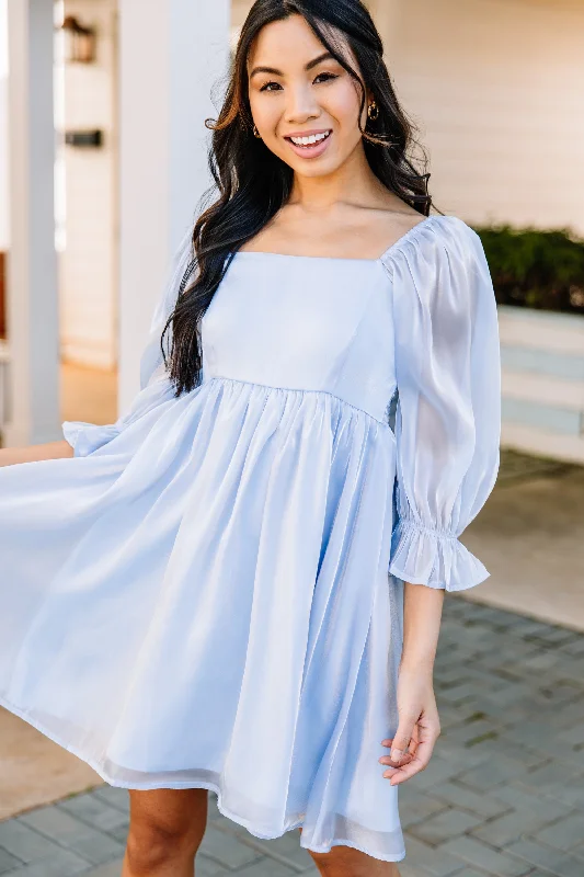 Year-End Clearance Keep Your Eyes On Me Light Blue Babydoll Dress
