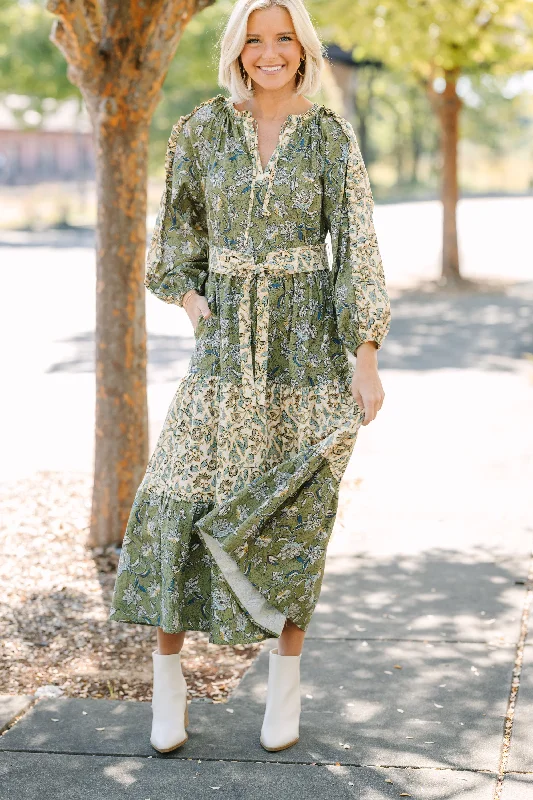 Huge Discounts All I Can See Green Floral Maxi Dress
