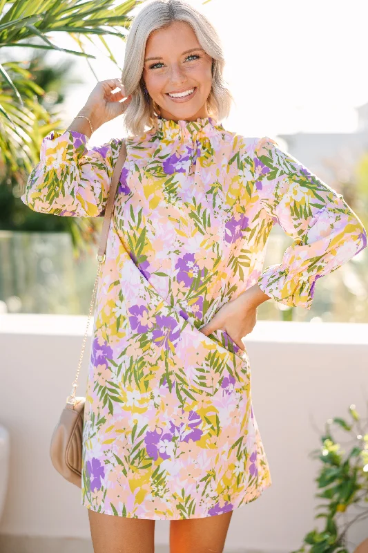 Doorbuster Deal Beauty And Brains Peach Floral Shift Dress