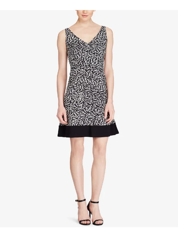 Price Cut AMERICAN LIVING Womens Black Printed Sleeveless V Neck Above The Knee Fit + Flare Dress Price Cut AMERICAN LIVING Womens Black Printed Sleeveless V Neck Above The Knee Fit + Flare Dress