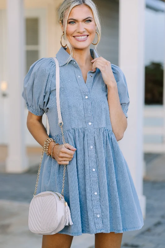 Lowest Price Well Known Light Blue Denim Babydoll Dress