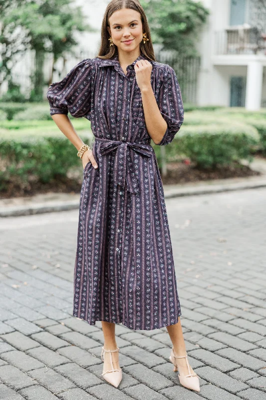 Limited Time Discount It Was All A Dream Espresso Brown Ditsy Floral Midi Dress