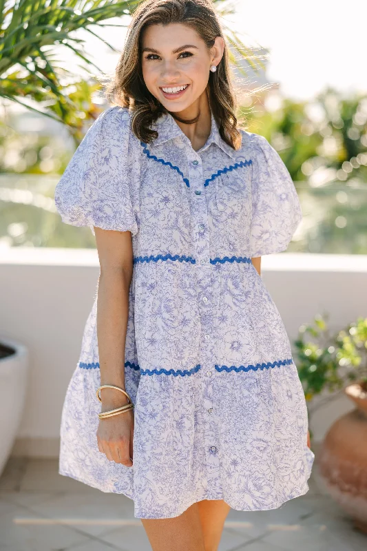 Holiday Sale All IN Your Head Blue Ditsy Floral Dress