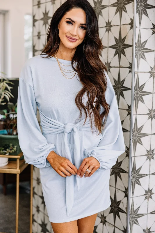 Daily Deals Easy To See Pale Blue Tied Waist Dress
