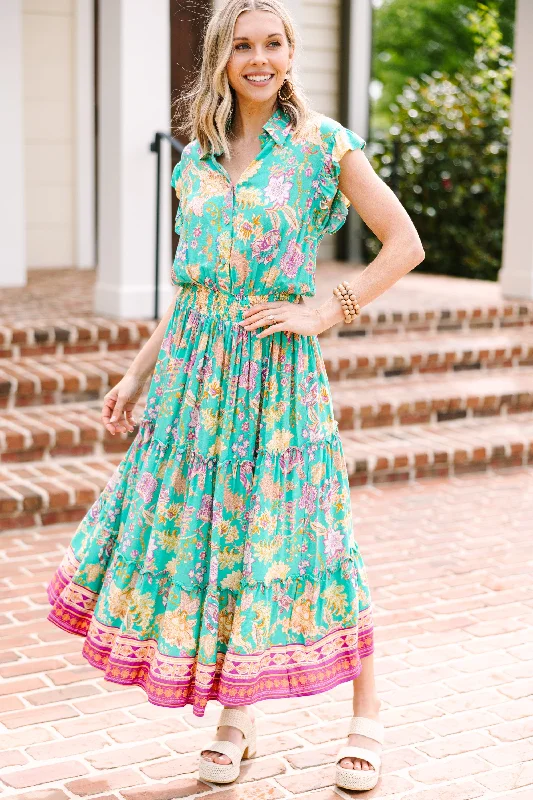 Crazy Deals Before You Go Jade Green Floral Maxi Dress